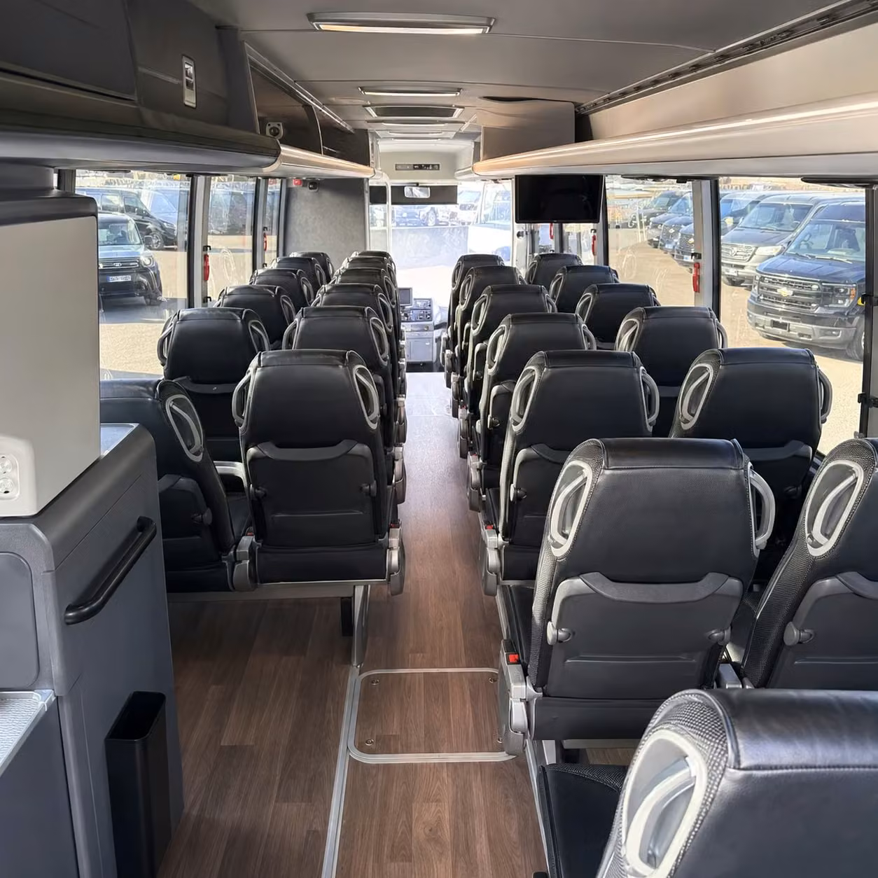 hamilton charter bus rental interior